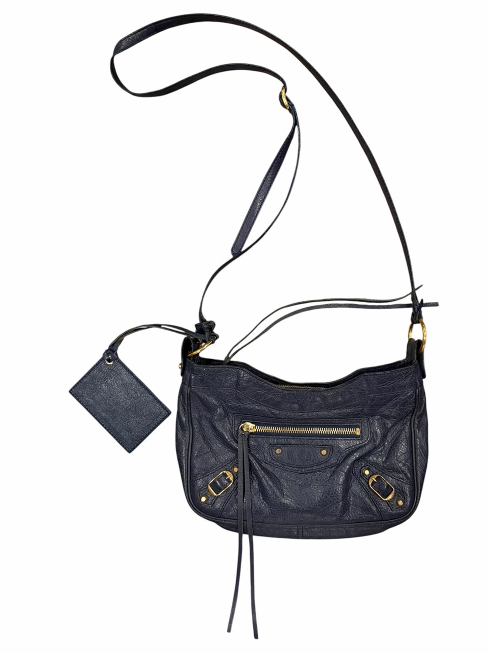 Authentic Bslenciaga Hip Leather Crossbody Bag